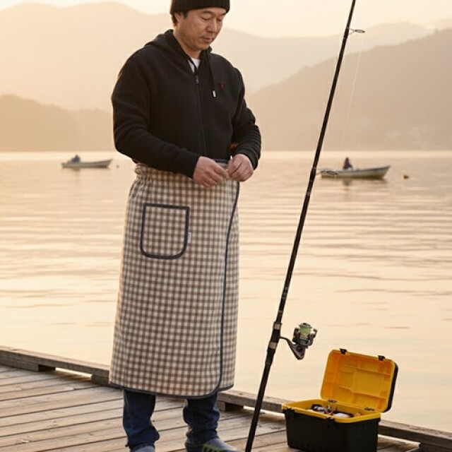 강릉몰,낚시담요 무릎 치마담요_체크